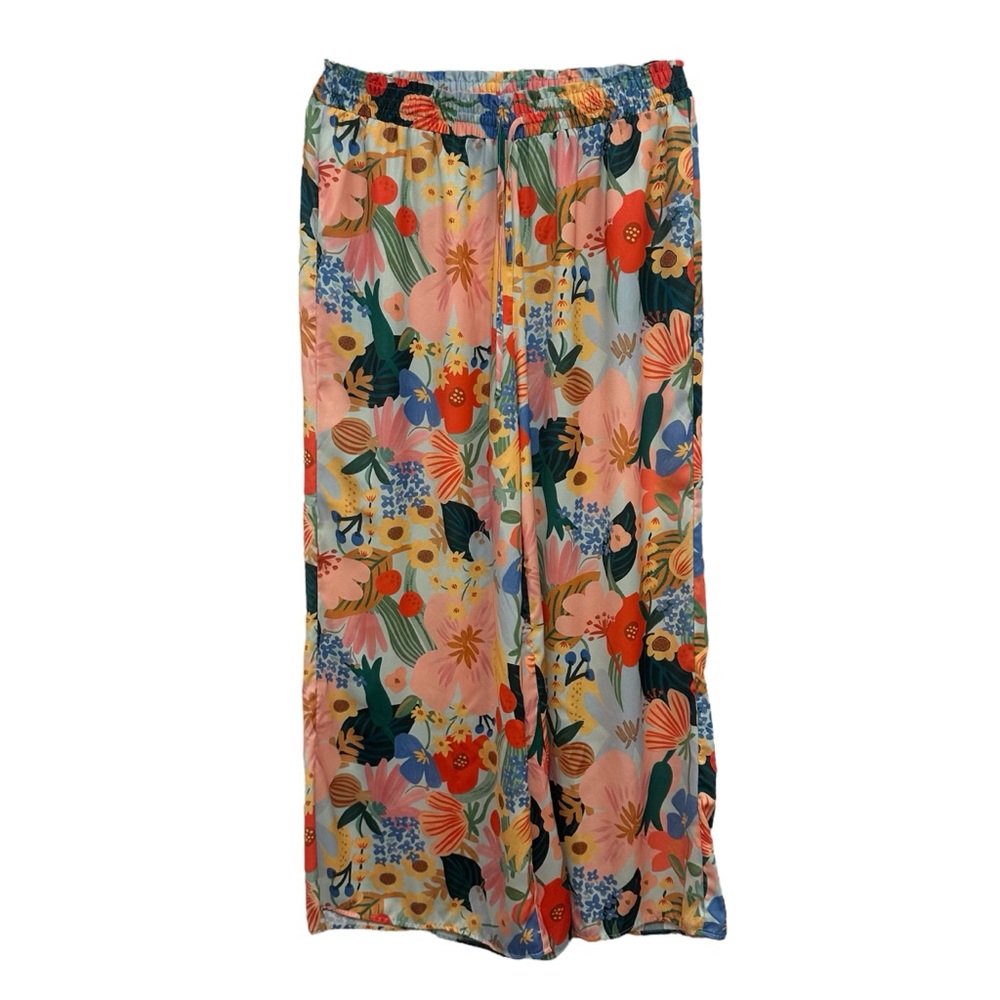Summer salt Floral Palazzo Pants with Ties Sicily
Aqua Wide-Leg Pants